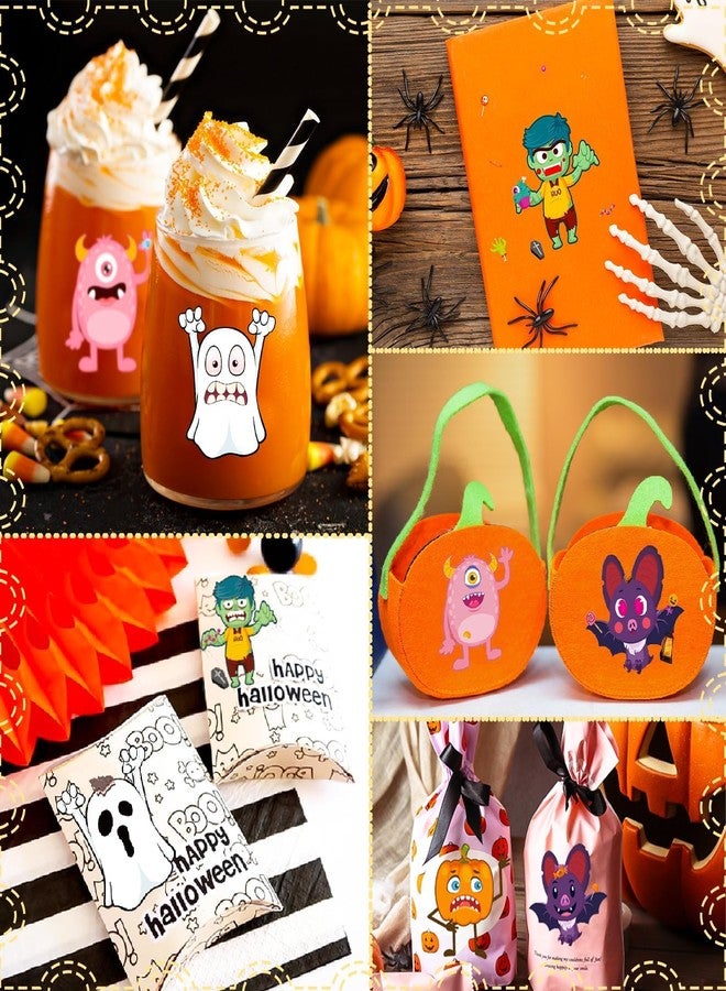 kockuu 36 Sheets Halloween Pumpkin Craft Stickers Party Favors Make a Face Stickers Zombie Witch Vampire Ghost Bat Self Adhesive DIY Stickers for Halloween Kids Toddlers Classroom Treats Party Game Stickers - Image 5
